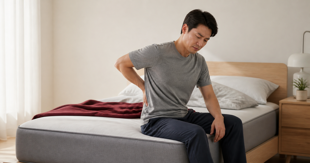 腰痠背痛挑床先確認骨盆是否被穩定托住的示意